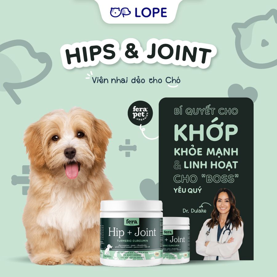  HIP & JOINTS - VIÊN NHAI DẺO CHO CÚN FERA PET ORGANICS 