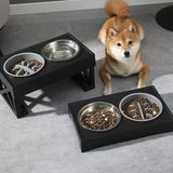  Khay ăn đôi đế cao kèm chén cho chó lớn 