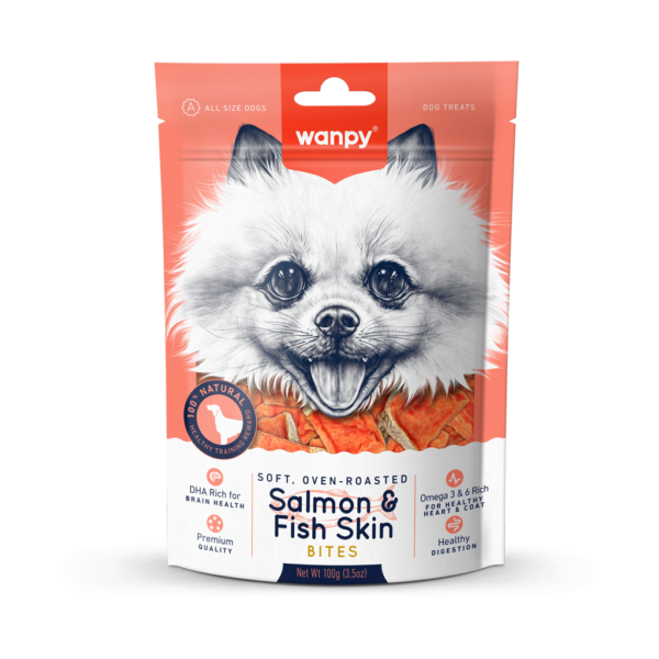  Bánh cá hồi & da cá cho chó Wanpy Soft Salmon & Fish Skin Bites 