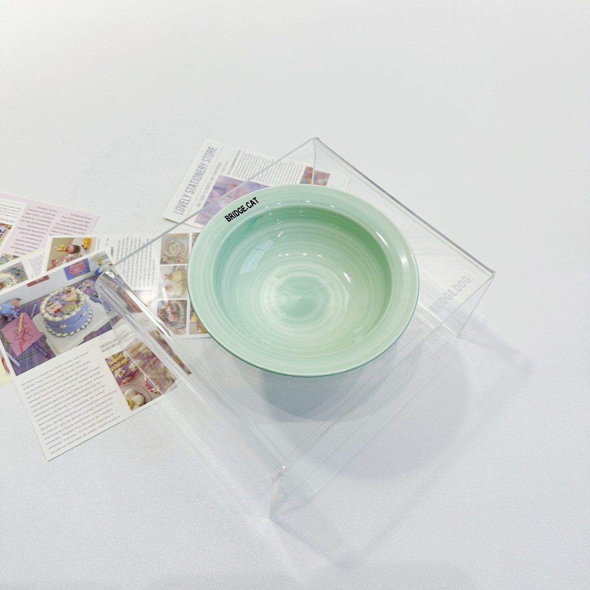  Chén ăn sứ kèm đế kim loại cho thú cưng 