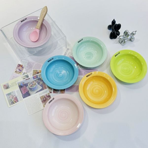  Chén ăn sứ kèm đế kim loại cho thú cưng 