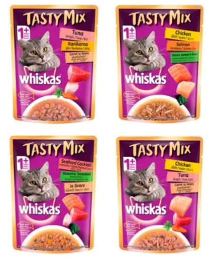  Gói pate Whiskas Tasty Mix cho mèo trưởng thành 70g (nhiều vị) 