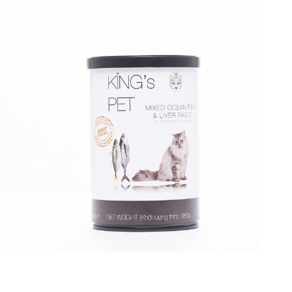  Pate lon King's Pet cho mèo hỗn hợp Cá 380g 