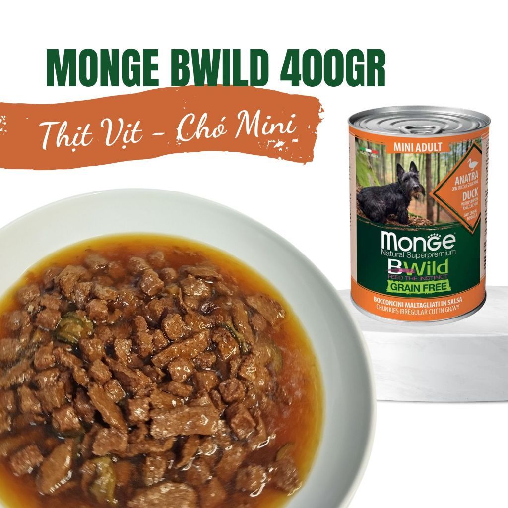  Pate Monge Grain Free Bwild Mini Adult cho giống chó nhỏ 400Gr 