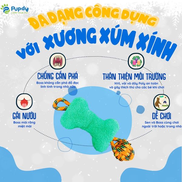 Binkie Bone - Khúc xương vải có dây Pupdy 