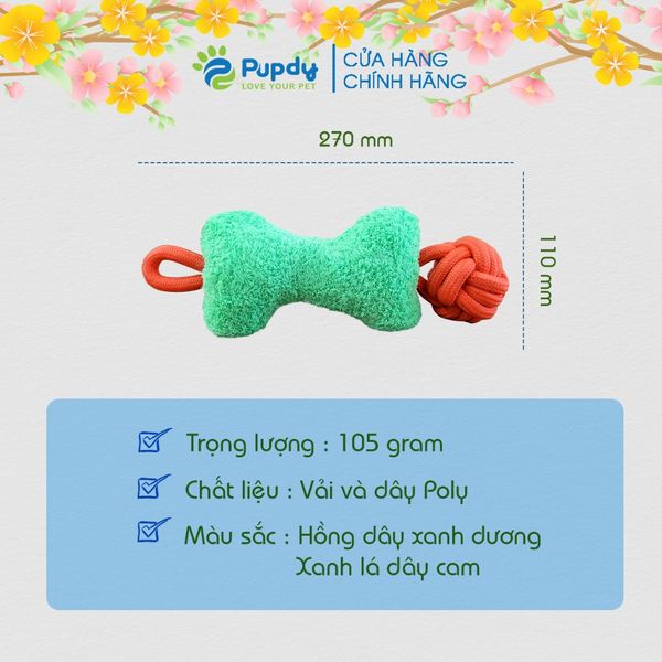  Binkie Bone - Khúc xương vải có dây Pupdy 