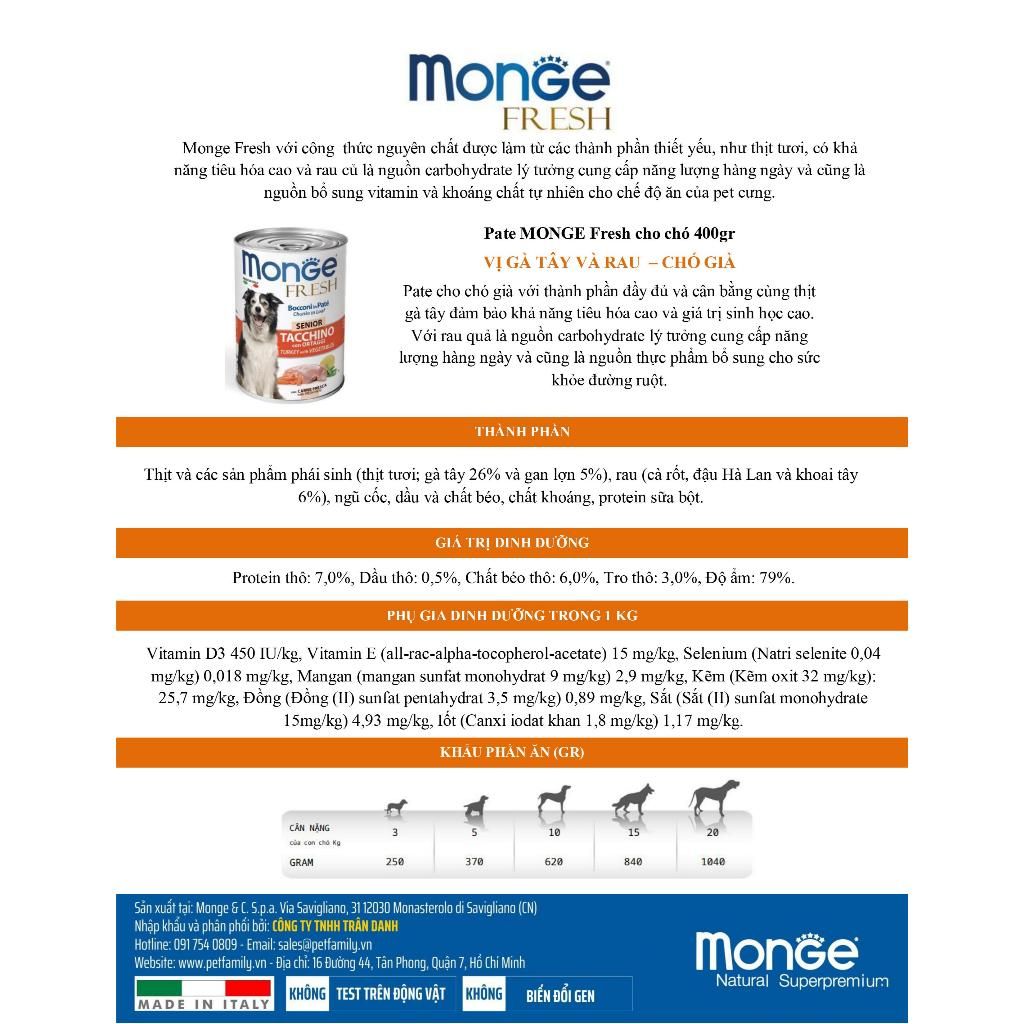  Pate MONGE FRESH cho chó LON 400gr 