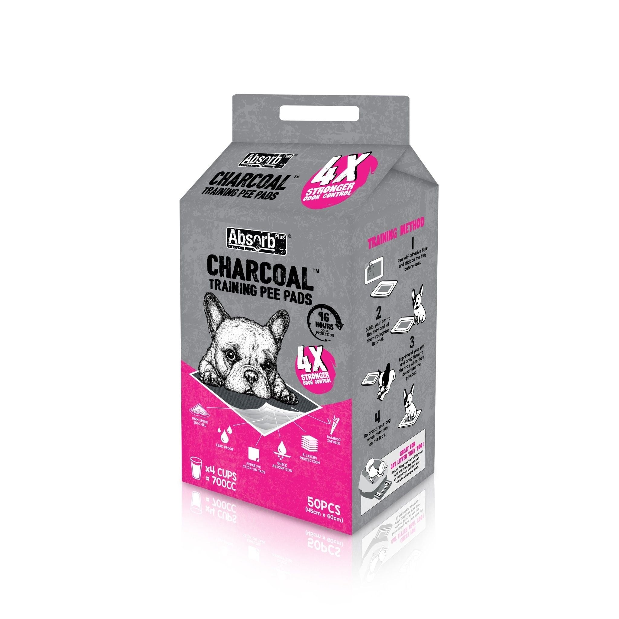  Tấm lót than hoạt tính khử mùi 96 giờ AbsorbPlus Hồng 45x60cm 50M 