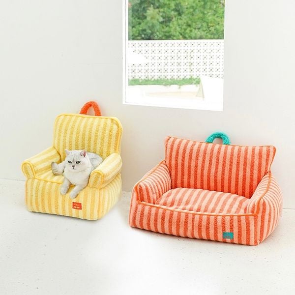  Ghế lười sofa sọc cam cho thú cưng 