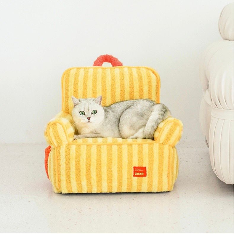 Ghế lười sofa sọc vàng cho thú cưng 