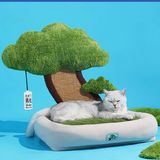 Catree cổ thụ kèm nệm ngủ cho mèo 