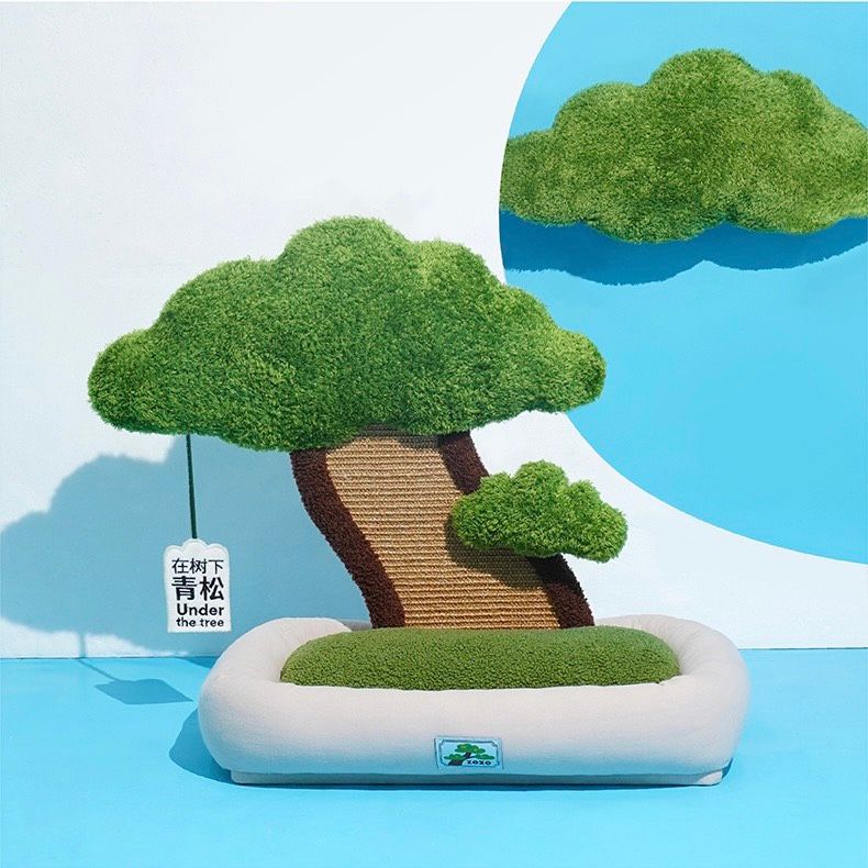  Catree cổ thụ kèm nệm ngủ cho mèo 