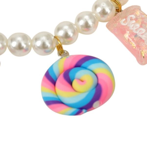  Vòng cổ ngọc trai đính charm kẹo ngọt cho thú cưng 