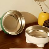  Chén ăn inox tròn 4 chân cho thú cưng 