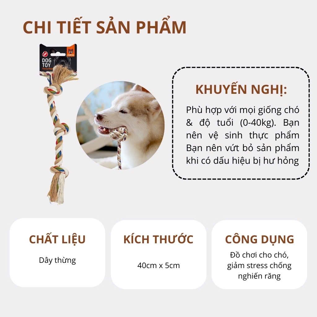  Đồ chơi dây dắt thắt ba đầu cho chó FOFOS 