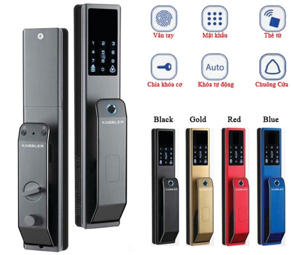  KHÓA VÂN TAY KASSLER KL-888 - TITAN SIÊU BỀN (MÀU ĐEN VÀ MÀU BẠC) 