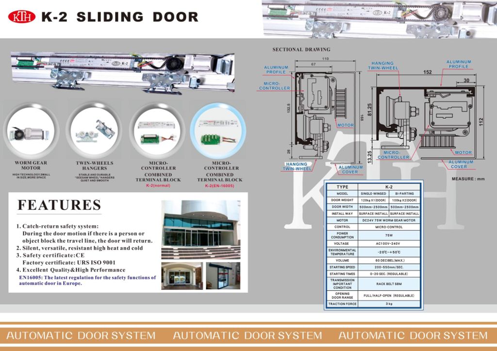 Cửa kính tự động KTH Model K-2 Taiwan