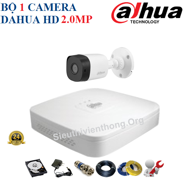 Trọn Bộ 1 Camera Dahua 2.0MP Ngoài Trời 