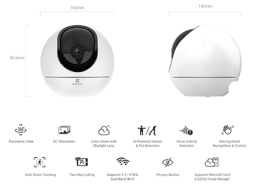 Camera Ezviz C6 2K 4MP Dual-Band Wi-Fi 2.4 / 5 GHz