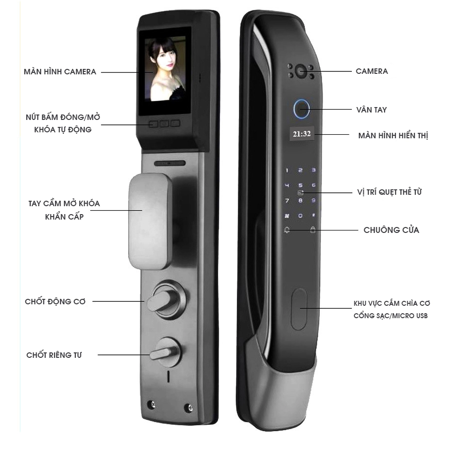 Khóa Cửa Thông Minh Có Camera Kapler KL-610C