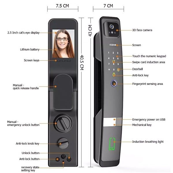 Khóa Cửa Nhận Diện Khuôn Mặt Kapler KL-710F
