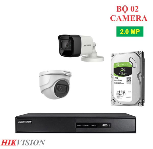  Trọn Bộ 02 Camera Quan Sát Hikvision 2.0MP 