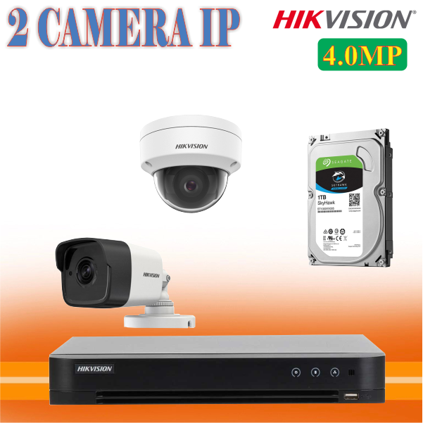 Trọn Bộ 02 Camera IP Hikvision 4.0MP Chính Hãng