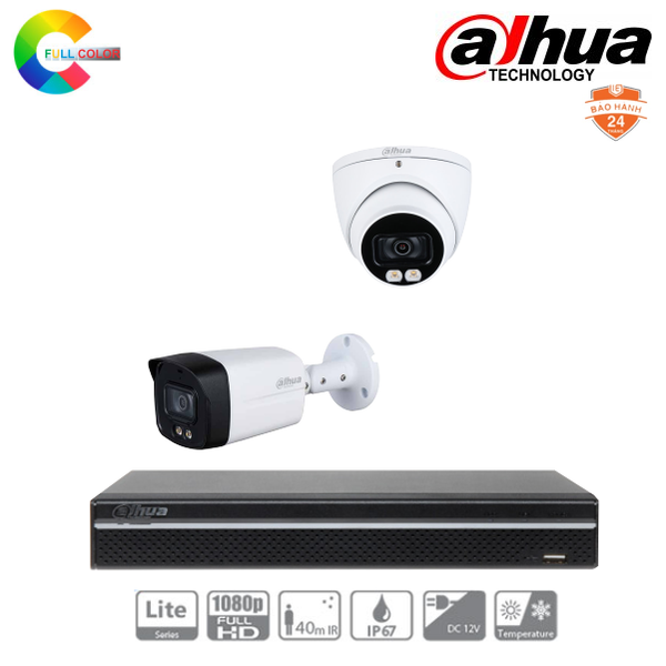  Trọn Bộ 2 Camera IP Dahua Full Color 2MP [Màu Ban Đêm] 