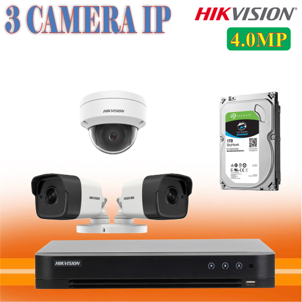  Trọn Bộ 03 Camera IP Hikvision 4.0MP Chính Hãng 