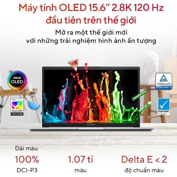 Laptop Asus Vivobook Pro M6500QC MA002W (Ryzen 5 5600H/ 16GB/ 512GB SSD/ Nvidia GeForce RTX 3050 4Gb GDDR6/ 15.6inch 2.8K/ Windows 11 Home/ Silver/ Vỏ nhôm)