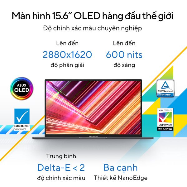 Laptop Asus Vivobook A1505VA L1201W (Core i9-13900H/ 16GB/ 512GB SSD/ Intel Iris Xe Graphics/ 15.6inch FHD OLED/ Windows 11 Home/ Silver)