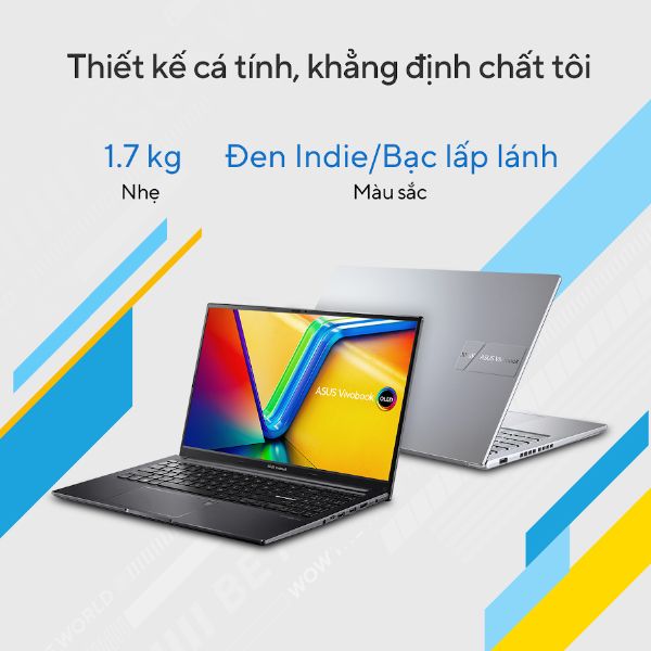 Laptop Asus Vivobook A1505VA L1201W (Core i9-13900H/ 16GB/ 512GB SSD/ Intel Iris Xe Graphics/ 15.6inch FHD OLED/ Windows 11 Home/ Silver)