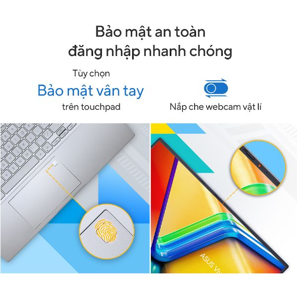 Laptop Asus Vivobook A1505VA L1201W (Core i9-13900H/ 16GB/ 512GB SSD/ Intel Iris Xe Graphics/ 15.6inch FHD OLED/ Windows 11 Home/ Silver)