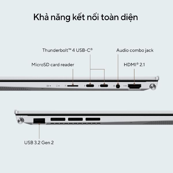 Laptop Asus Zenbook UX3402VA KM203W (Core i5 1340P/ 16GB/ 512GB SSD/ Intel Iris Xe Graphics/ 14.0inch WUXGA+/ Windows 11 Home/ Silver/ Vỏ nhôm/ Túi Sleeve, USDB-A to RJ45)