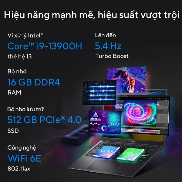 Laptop Asus Vivobook 14X OLED S3405VA KM071W (Core i9-13900H/ 16GB/ 512GB SSD/ Intel Iris Xe Graphics/ 14.0inch 2.8K/ Windows 11 Home/ Black/ Vỏ nhôm)