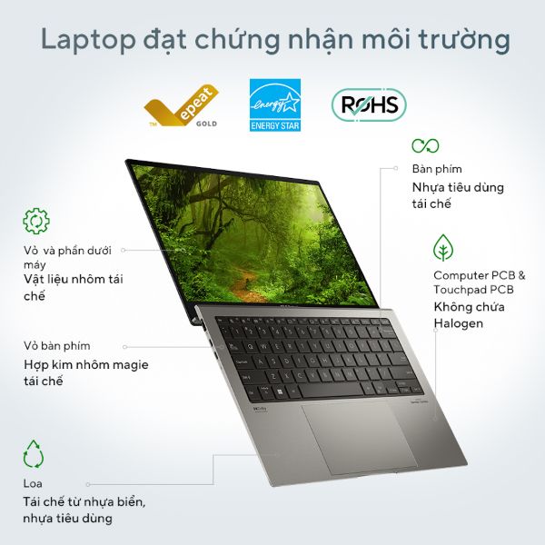 Laptop Asus Zenbook S13 OLED UX5304VA NQ125W (Core i7 1355U/ 16GB/ 512GB SSD/ Intel Iris Xe Graphics/ 13.3inch 2.8K/ Windows 11 Home/ Grey/ Vỏ nhôm/ Túi Sleeve)