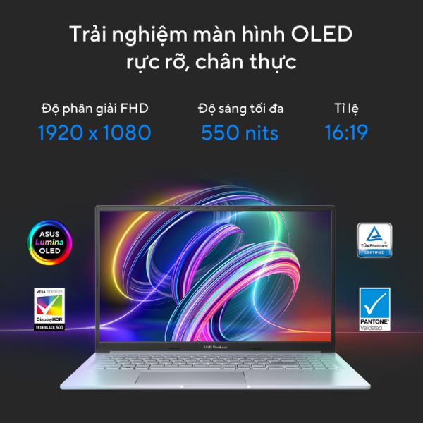 Laptop Asus Vivobook 15X OLED S3504VA L1226W (Core i5 1340P/ 16GB/ 512GB SSD/ Intel Iris Xe Graphics/ 15.6inch FHD OLED/ Windows 11 Home/ Bạc)
