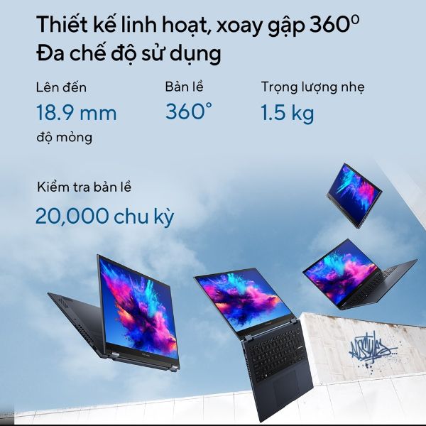 Laptop Asus Vivobook Flip TP3402VA LZ118W (Core i9-13900H/ 16GB/ 512GB SSD/ Intel Iris Xe Graphics/ 14.0inch WUXGA/ Windows 11 Home/ Silver/ Vỏ nhôm)
