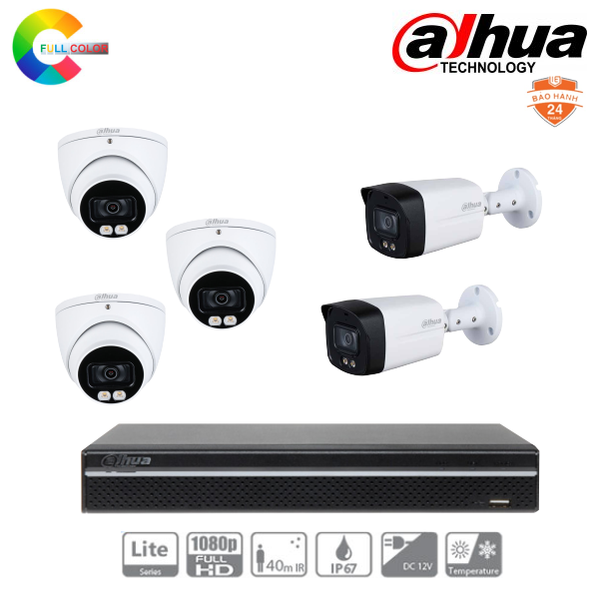  Trọn Bộ 5 Camera IP Dahua Full Color 2MP [Màu Ban Đêm] 
