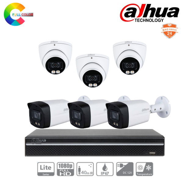  Trọn Bộ 6 Camera Dahua Full Color 2MP [Màu Ban Đêm] 