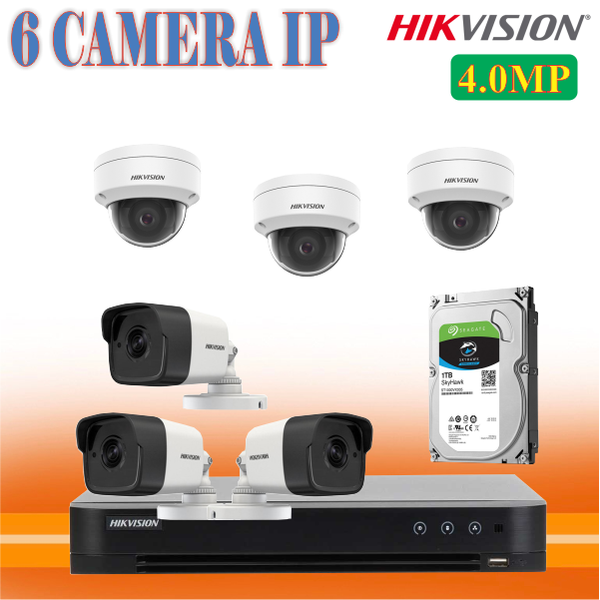  Trọn Bộ 06 Camera IP Hikvision 4.0MP Chính Hãng 