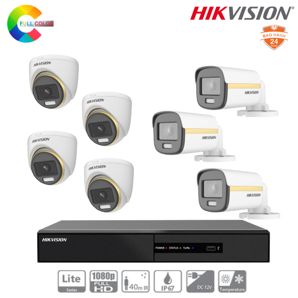 Trọn Bộ 07 Camera Hikvision ColorVu 2MP [Màu Ban Đêm]