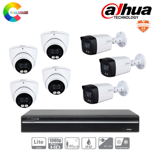  Trọn Bộ 7 Camera IP Dahua Full Color 2MP [Màu Ban Đêm] 