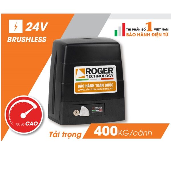  Motor Cổng Trượt Roger KIT BM30/303 24v 400kg Italia 