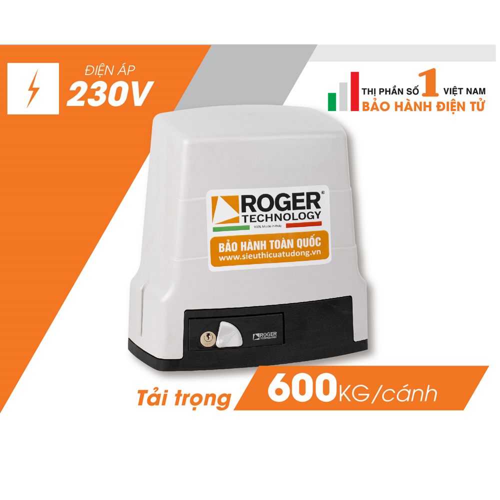 Motor Cổng Trượt Roger KIT H30/640 230v 600kg Italia