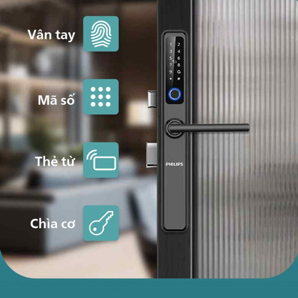 Khoá Vân Tay Cửa Nhôm Philips DDL608 5HWS