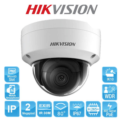 Camera ip hikvision DS-2CD2123G0-I 2.0 Megapixel, Hồng ngoại 30m, Micro SD, PoE 