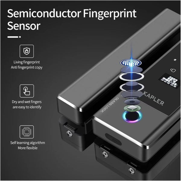 Khóa Vân Tay Cửa Kính Kapler KL-410BL