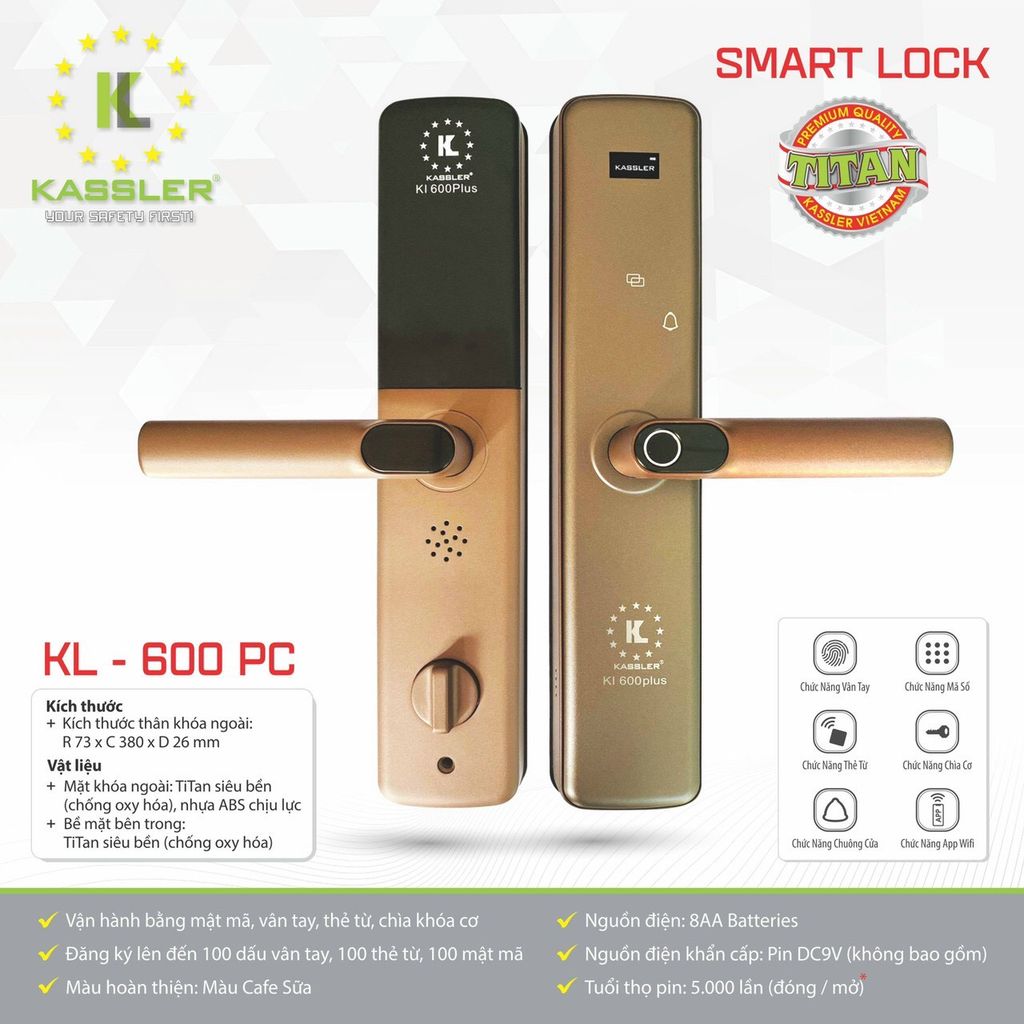 Khóa Cửa Vân Tay Kasler KL 600C