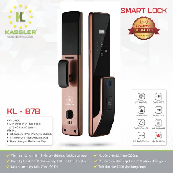  Khóa Cửa Vân Tay Kassler KL-828 App 